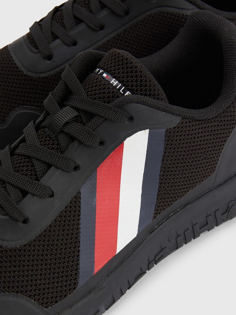 Férfi Tommy Hilfiger Könnyű knit Sneaker Fekete | HU 1407EBC